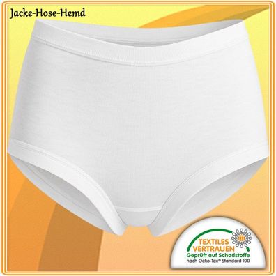 Damen-Slip Lady-Schlüpfer Unterhosen Weiß Baumwolle Lycra Rand Gr. 38 bis 64 NEU