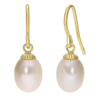 trendor Schmuck Damen Perlen-Ohrringe 925 Silber Vergoldet 21561