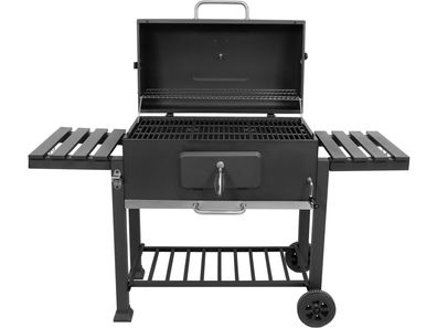 Holzkohlegrill 78x42.5 cm mit Deckel und Ablage, Gusseisen