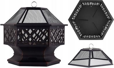 Feuerschale, Feuerstelle 70x60x63 cm mit Funkenschutz