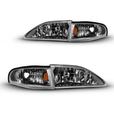 Für FORD Mustang 94 - 98 Scheinwerfer Blinker 4 Teilig, Dark Chrom 1994 1998 1996