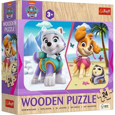 TREFL Holzpuzzle mit der Paw Patrol: Mädchen Patrouille 24 Teile