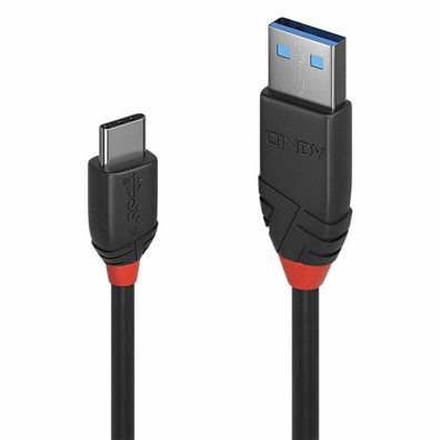 USB 3.2 Gen 2 Kabel, USB-A Stecker > USB-C Stecker, Black Line (schwarz, 1 Meter)