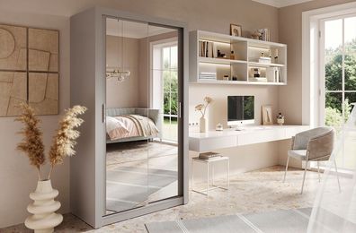 Kleiderschrank A-19, Schwebetürenschrank mit Spiegel. Breite 120 cm. Farbe wählbar