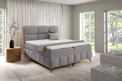 Boxspringbett Schlafzimmerbett Charlie Premium 160x200cm Stoff Fibi Dunkelgrau