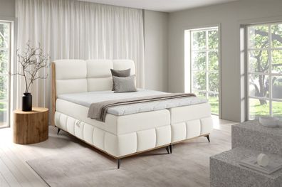 Boxspringbett Schlafzimmerbett Charlie Premium 140x200cm Stoff Fibi Ecru