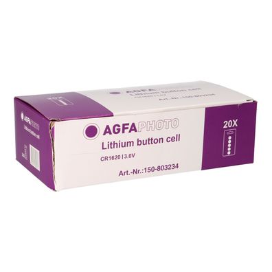 Agfaphoto Lithium CR1620 3V 100 Stück 20x 5er Blister