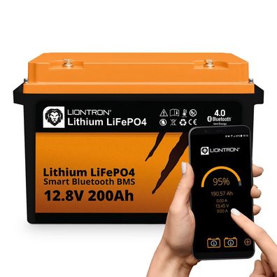 12,8V 200Ah LiFePO4 Akku Liontron LX Smart BMS Bluetooth Boot Solar