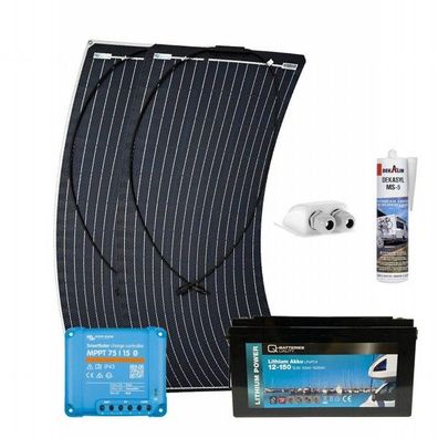 Wohnmobil Solar-Set 200W LiFePO4 12V 150Ah und Victron MPPT Solarladeregler Autark