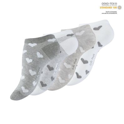 Neu 4 Paar Damen Sneaker Socken Füsslinge Söckchen Herz Motiv Baumwolle 4098