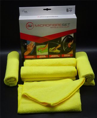 5x Microfasertuch gelb 40x40cm Mikrofaser Putztuch Reinigungstuch Universaltuch