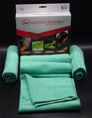 5er Set Microfasertuch 40x40cm grün Mikrofaser Putztuch Universaltuch waschbar