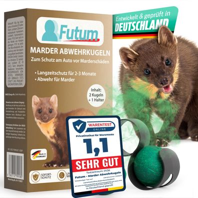 FUTUM Marderabwehr Marderschreck Marderschutz Auto 2 Marderkugeln + 1 Halter
