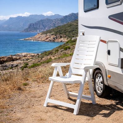 Klappsessel Weiß Klappstuhl Positionsstuhl Gartenstuhl Camping 5-Pos. Kunststoff