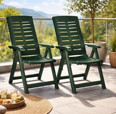 2er Klappsessel Klappstuhl Gartenstuhl Positionsstuhl 5 Pos Kunststoff Grün