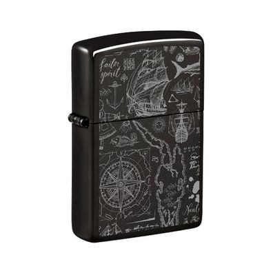 Zippo Benzin-Feuerzeug Ebony High Pol. Photo Image Nautical Pattern, unbefüllt