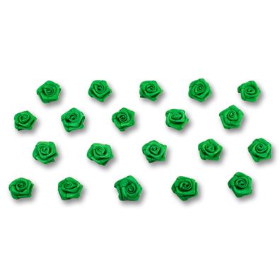 Satinrosen 15mm zum Basteln & Aufnähen 20 Stück Grün