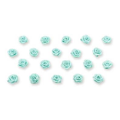 Satinrosen 15mm zum Basteln & Aufnähen 20 Stück Helltürkis