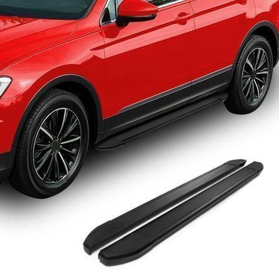 Alu Seitenschweller Trittbretter für Fiat Doblo 2010-2021 L2 Langer Schwarz 2tlg