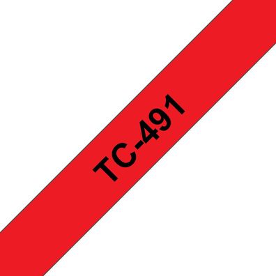 Brother Schriftband TC-491 (lam.) Schwarz auf Rot 9mm x 7,7m