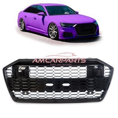 Upgrade Sportgrill / Kühlergrill für Audi A6 C8 4A 18-24 Hochglanz Schwarz in Waben