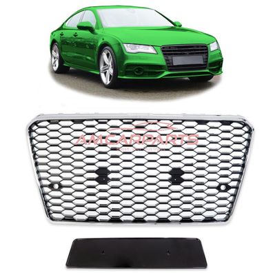 Upgrade Sportgrill / Kühlergrill für Audi A7 4G 10-14 Hochglanz Schwarz / Chrom in