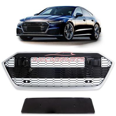 Upgrade Sportgrill / Kühlergrill für Audi A7 4K 18-24 Hochglanz Schwarz / Matt Silb