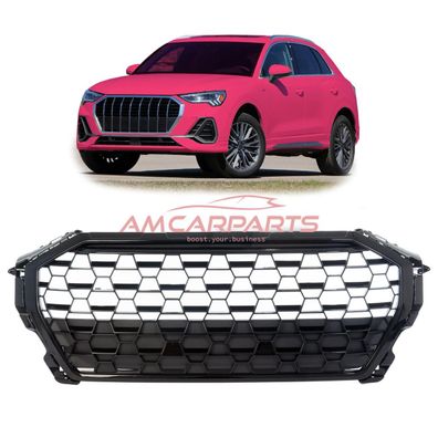 Upgrade Sportgrill / Kühlergrill für Audi Q3 F3 18+ Hochglanz Schwarz in Wabendesig