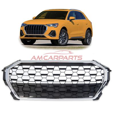 Upgrade Sportgrill / Kühlergrill für Audi Q3 F3 19+ Hochglanz Schwarz / Chrom in Wa