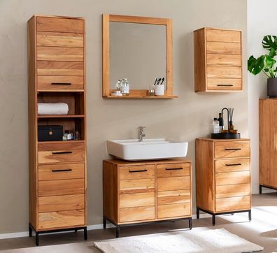 Bad komplett 5-tlg. 'Albany' Akazie massiv lackiert Spiegel