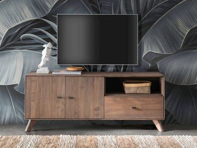 TV Board 141x57cm "Lugano" Kernbuche massiv Tabak geölt