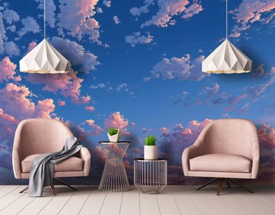 Vlies Fototapete Wolken Blau Rosa TAPETE XXL Wohnzimmer Schlafzimmer