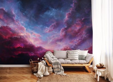 Vlies Fototapete Wolken Lila Blau TAPETE XXL Wohnzimmer Schlafzimmer