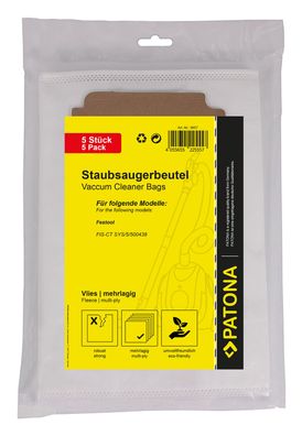 PATONA 5 Staubsaugerbeutel mehrlagig Vlies Festool CT26