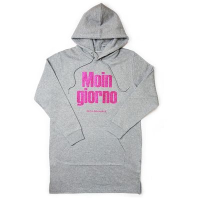 Moingiorno Sweatkleid grau pink Glitzer goldmarie Hoodie Longshirt mit Moin-Spirit