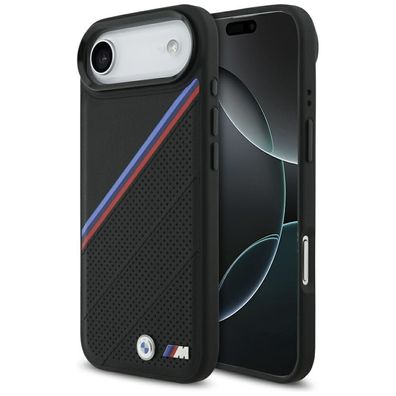 Hülle Case iPhone 17 Air BMW MagSafe Kunstleder schwarz Tricolor Logo Metall