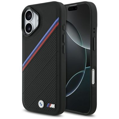 Hülle Case iPhone 17 BMW MagSafe Kunstleder schwarz Tricolor Logo Metall