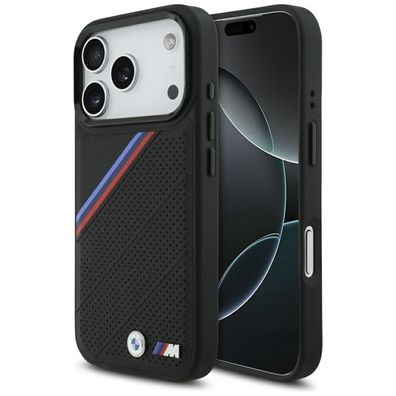 Hülle Case iPhone 17 Pro BMW MagSafe Kunstleder schwarz Tricolor Logo Metall