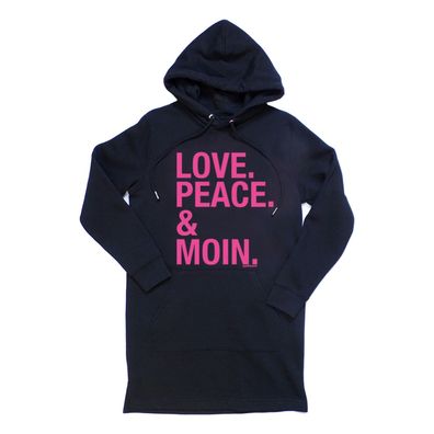 Love Peace Moin Sweatkleid schwarz pink goldmarie Hoodie Longshirt