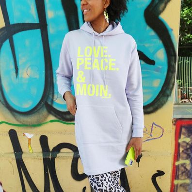 Love Peace Moin Sweatkleid Hoodie lavendel neon gelb goldmarie Kapuzenpullover