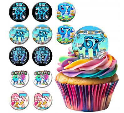 Six Seven 12 Muffins Essbar 12 Muffin Zuckermasse Tortenbild Tortenaufleger