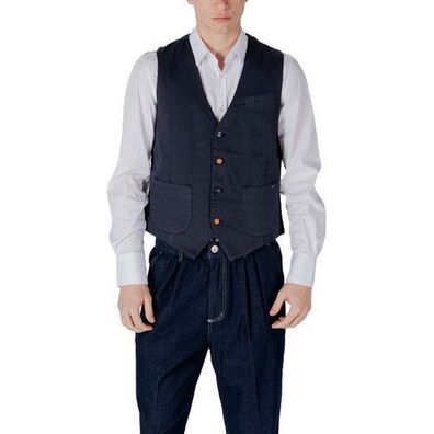 Gianni Lupo Blue Cotton Waistcoat