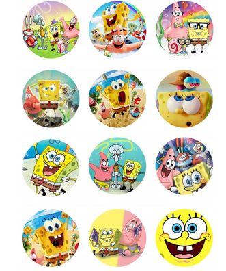 Spongebob 12 Muffins Essbar 12 Muffin Zuckermasse Tortenbild Tortenaufleger