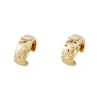 Creolen Creole Ohrstecker diamantiert und matt mit Verzierung, 9kt Gold, NEU