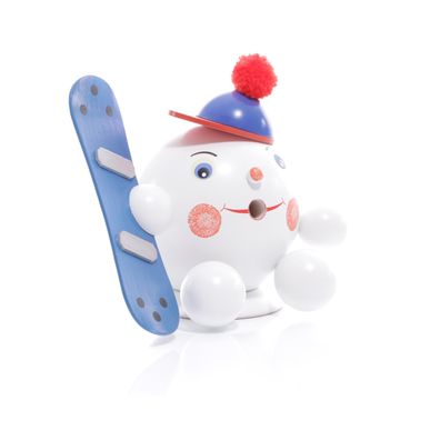 Räucherschneeball mit Snowboard blau BxHxT ca 14,5 x 13 x 10cm NEU Räucherfigur
