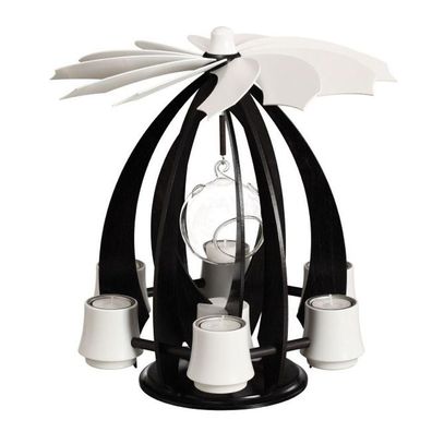 Schwebepyramide Anthrazit Weiß mit Glaskugel BxHxT 33,5x37x33,5cm NEU Pyramide S