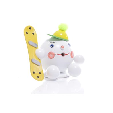 Räucherfigur Räucherschneeball mit Snowboard gelb BxHxT ca 14,5 x 13 x 10cm NEU