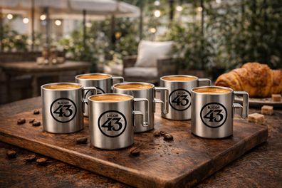 Licor 43 Espresso Kännchen 6er Set - Edelstahl Mini Kanne mit Henkel | Original 43er