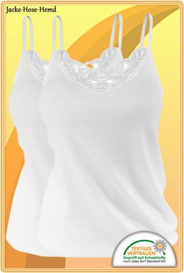 2er Pack Damen-Unterhemd Lady-Top Weiß Baumwolle Achselhemd Gr. 38 bis 54 NEU
