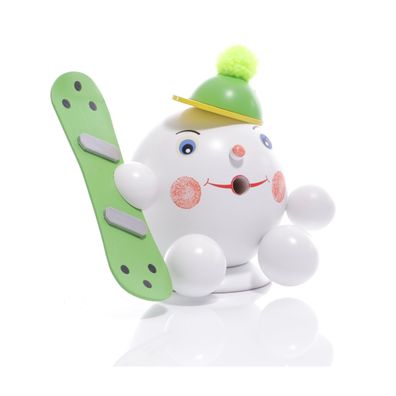 Räucherfigur Räucherschneeball mit Snowboard grün BxHxT ca14,5x13x10cm NEU Holz